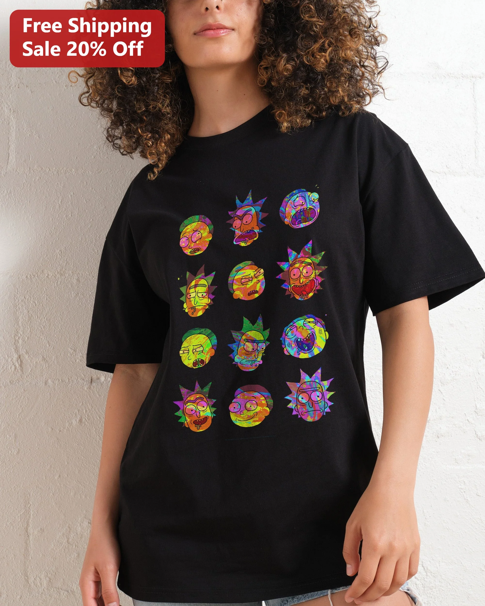 Rick Sanchez Many Faces Psychedelic Graphic Tee Rick and Morty Fan Gift