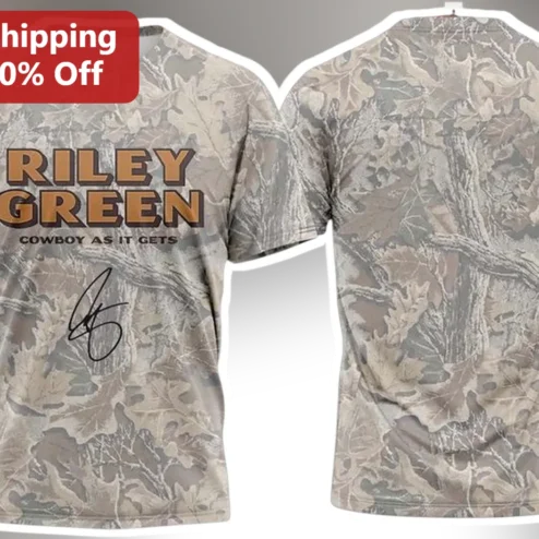 Riley Green Cowboy As It Gets Tee Realtree Camo Country Music Merch Gift for Fans