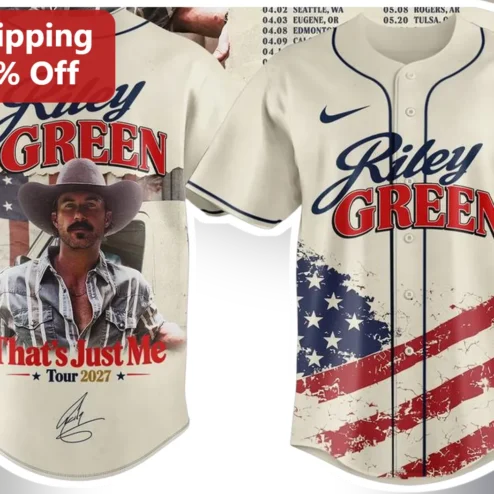 Riley Green That's Just Me Tour 2027 Jersey Country Music Concert Merch Patriotic Baseball Uniform