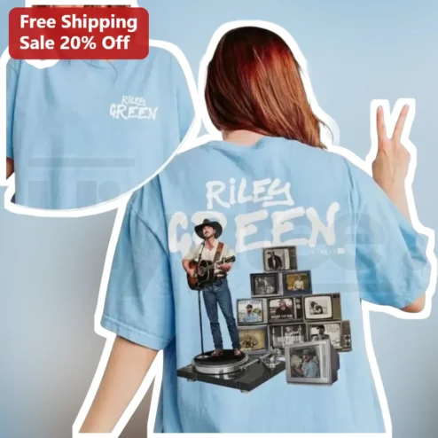 Riley Green Vintage TV Collage Graphic Tee Country Music Fan Merch Gift