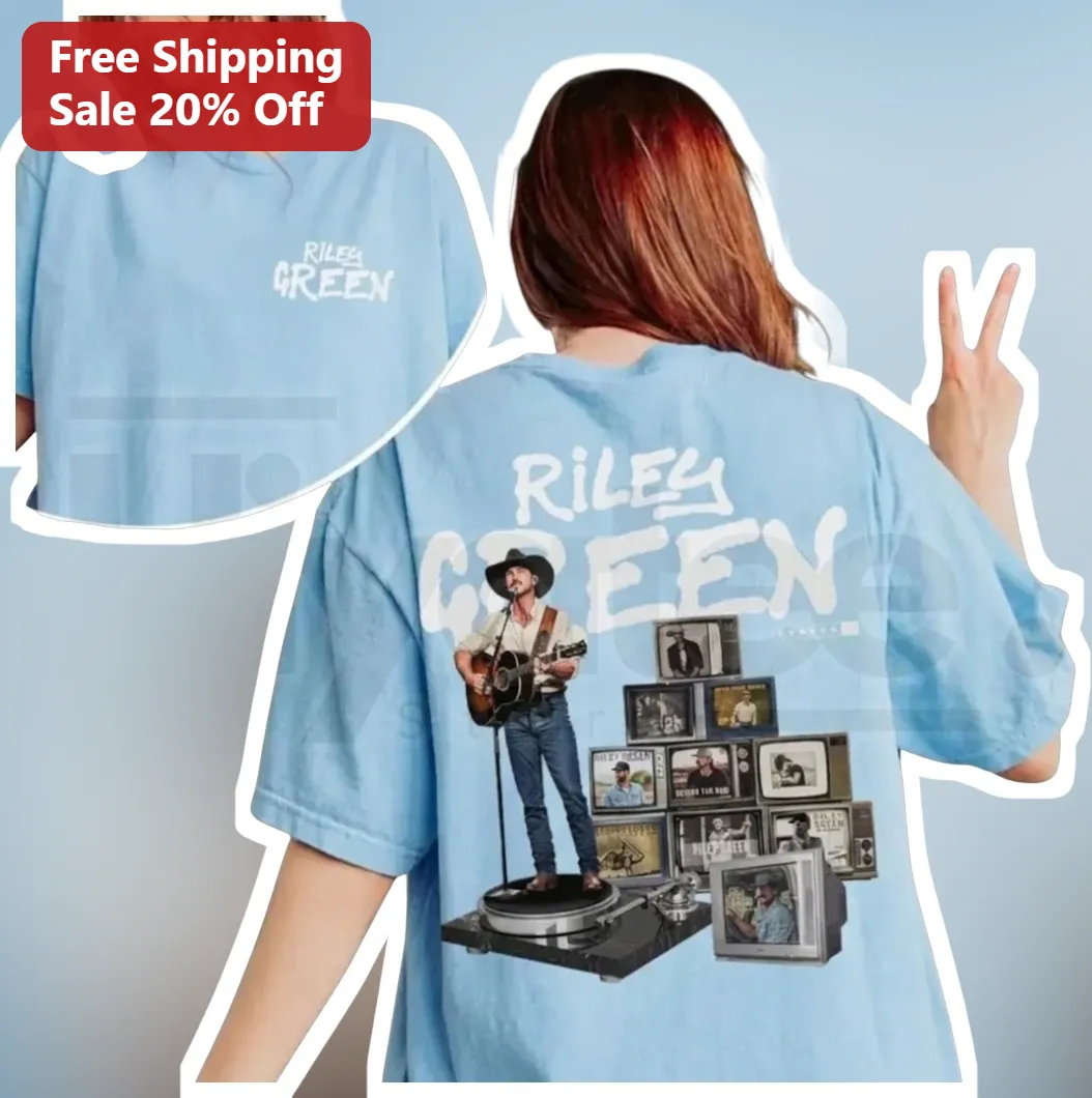 Riley Green Vintage TV Collage Graphic Tee Country Music Fan Merch Gift