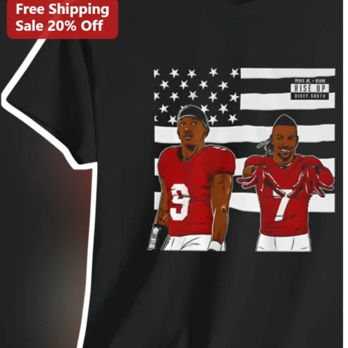 RISE UP DIRTY SOUTH Philadelphia Eagles Saquon Barkley Jalen Hurts Football Fan Tee