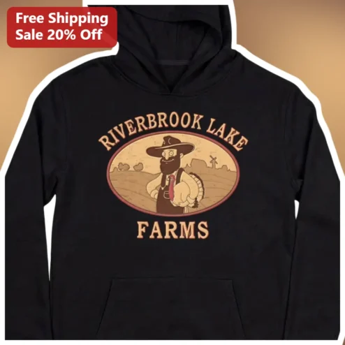 Riverbrook Lake Farms Heritage Turkey Hoodie Vintage Farmer Graphic Pullover Sweatshirt for Men Women Gift