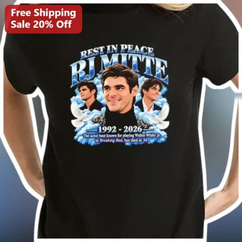 RJ Mitte Rest In Peace Tribute Tee Breaking Bad Walter White Jr Actor Memorial Shirt