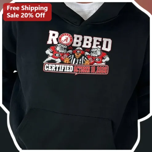 ROBBED CERTIFIED Hoodie Alabama Crimson Tide vs Bulldogs Rivalry Pullover