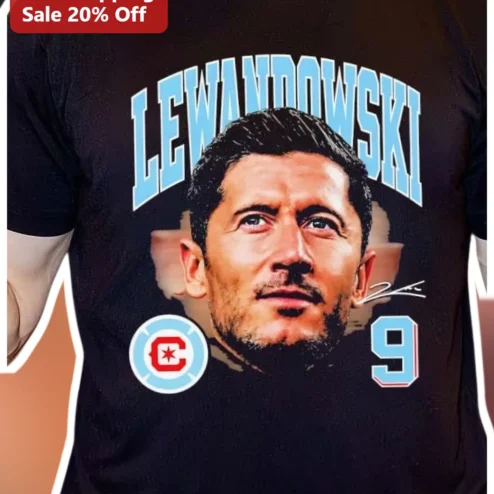 Robert Lewandowski FC Barcelona Number 9 Graphic Tee Soccer Fan Gift
