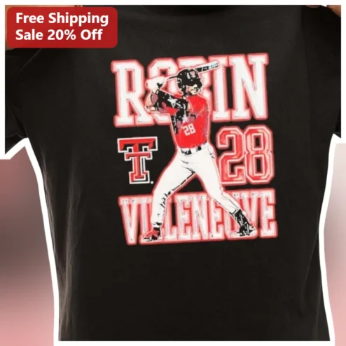 Robin Villeneuve Texas Tech Baseball Tee Fan Gear Gift for College Supporters