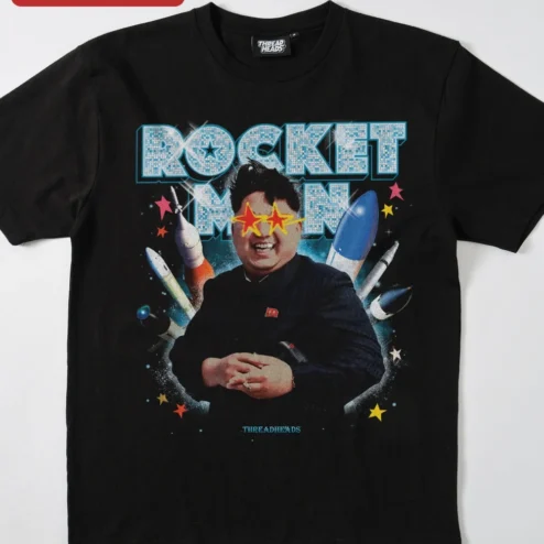 Rocket Man Kim Jong-un Graphic Tee Elton John Parody Space Shirt