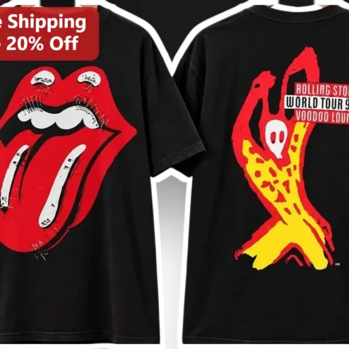Rolling Stones Voodoo Lounge World Tour 94/95 Vintage Style Graphic Tee for Classic Rock Fans