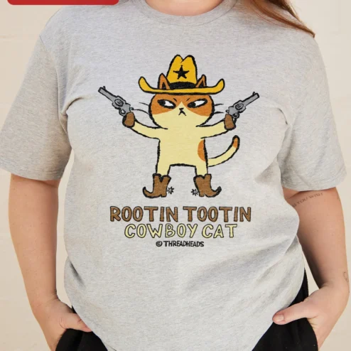 Rootin Tootin Cowboy Cat Tee Funny Western Graphic Shirt for Cat Lovers