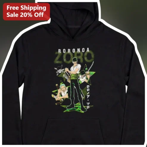 Roronoa Zoro Hoodie One Piece Anime Pullover Graphic Sweatshirt Gift for Men Women Fans