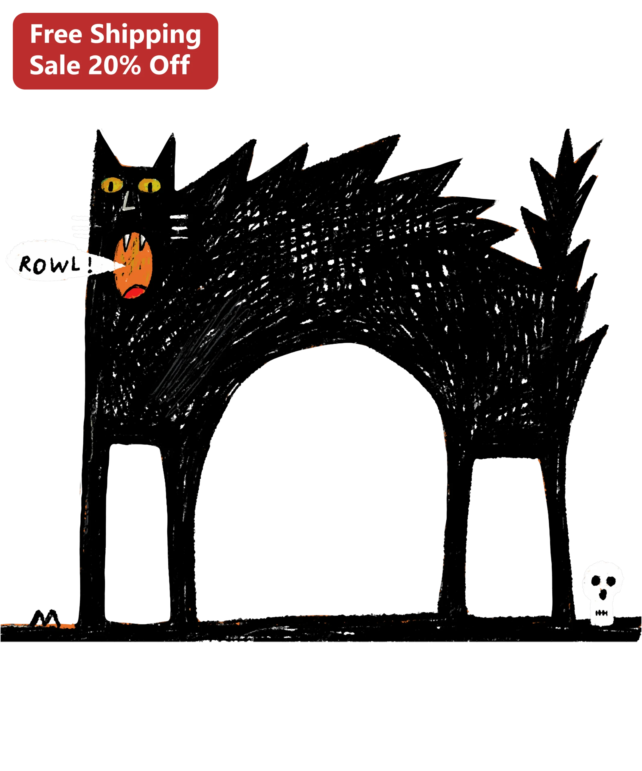 ROWL! Tee Halloween Cat Graphic Shirt Spooky Funny Kitty Design for Men Women