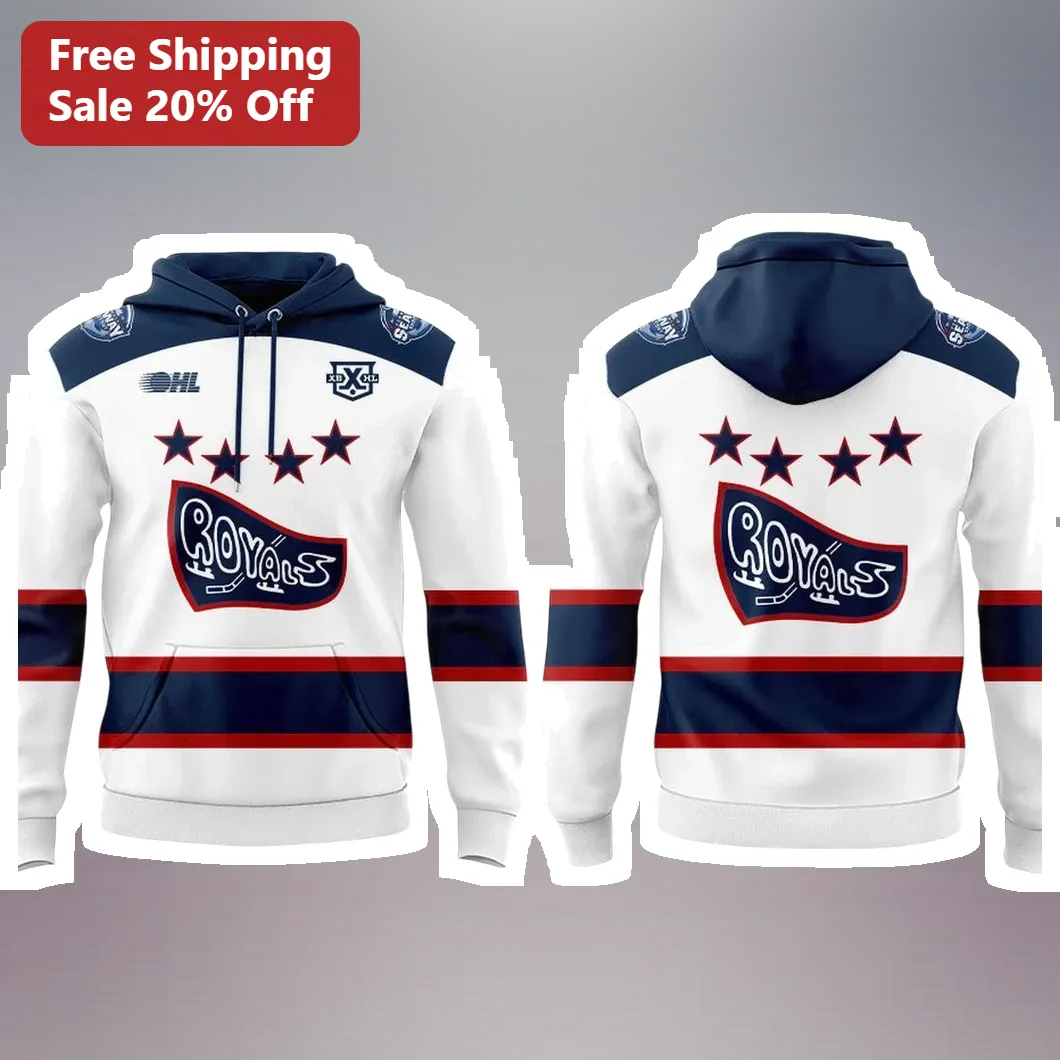Royals Ice Hockey Jersey Style Pullover Hoodie OHL Fan Gear Sports Apparel