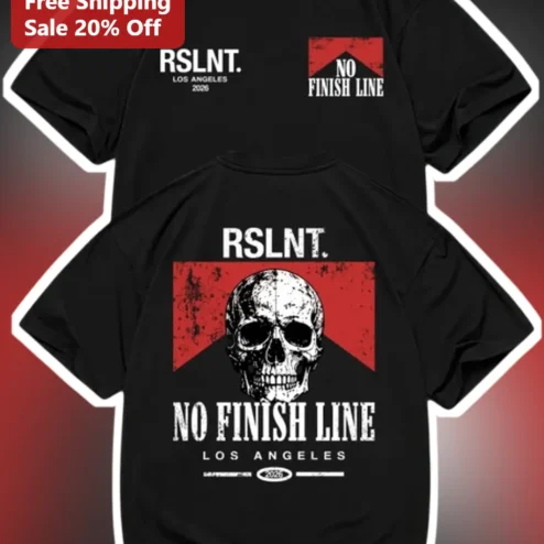 No Finish Line Skull Graphic Tee For Runners Marathon Fitness Gift