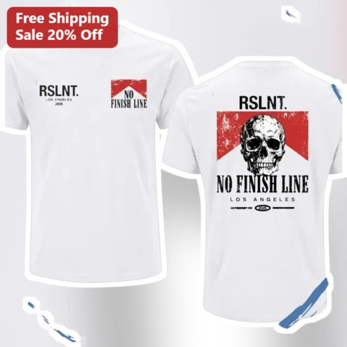 No Finish Line Tee Skull Graphic Marathon Runner Shirt