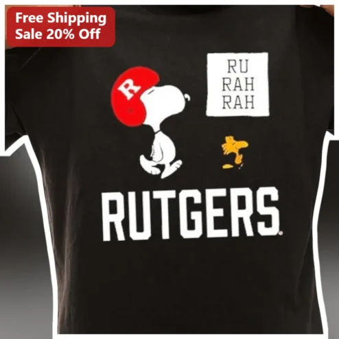 RU RAH RAH Rutgers Snoopy Peanuts Graphic Tee Scarlet Knights College Fan Gift