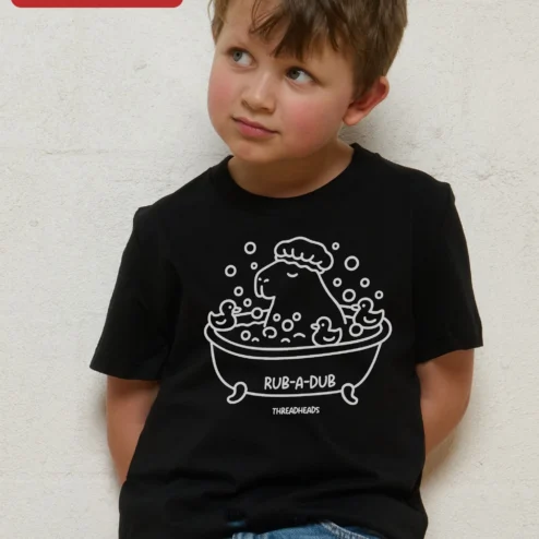 Rub-A-Dub Hippo Bath Tub Kids Tee Cute Animal Graphic Shirt