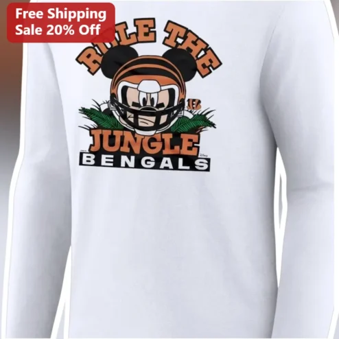 Rule The Jungle Bengals Mickey Mouse Long Sleeve Tee Cincinnati NFL Fan Gift