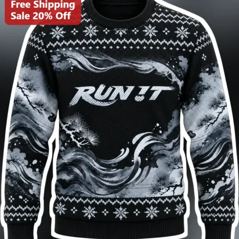 RUN IT Ugly Christmas Sweatshirt Holiday Hip Hop Gift for Men Women