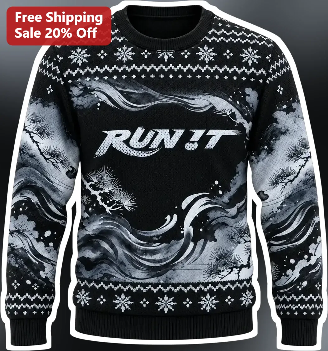 RUN IT Ugly Christmas Sweatshirt Holiday Hip Hop Gift for Men Women