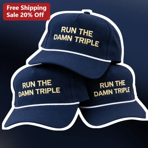 Run The Damn Triple Hat Navy Trucker Cap Embroidered Triple Option Offense Football Fan Gift