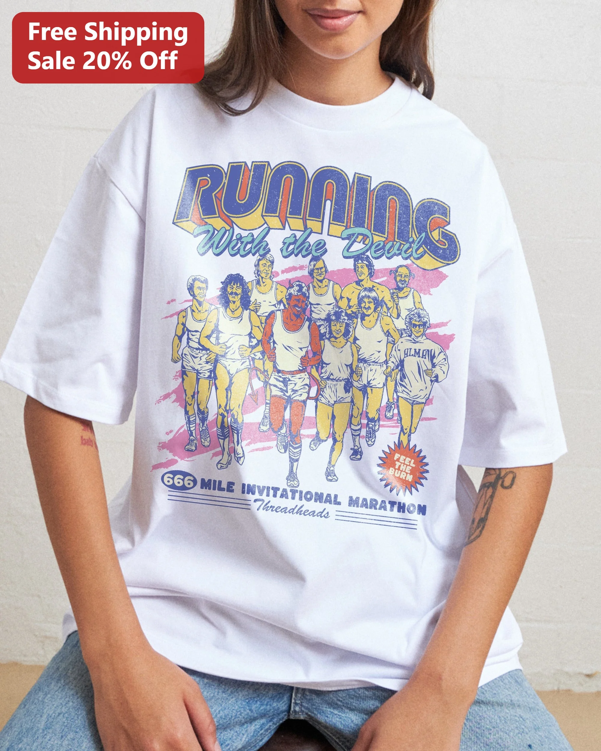 Running With the Devil Mile Invitational Marathon Tee Feel The Burn Funny Dark Humor Running Shirt Gift