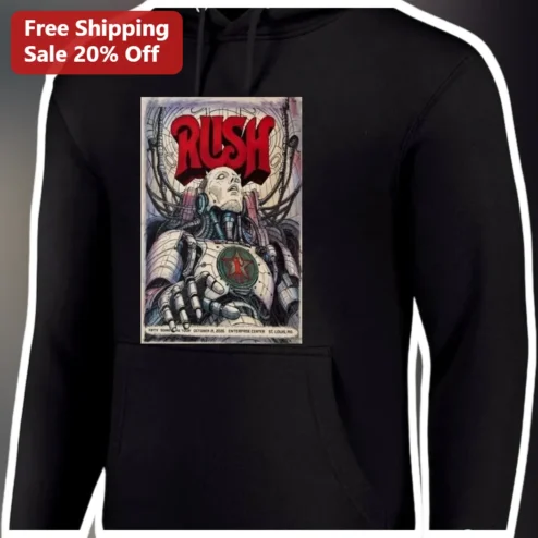 Rush Band Hoodie Vintage Sci-Fi Cyborg Graphic Pullover for Classic Rock Fans