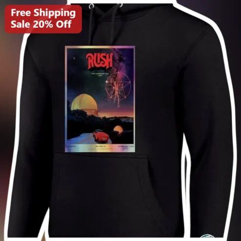 Rush Fifty Something Tour Hoodie Classic Rock Band Merch Sci-Fi Art Pullover Gift for Fans