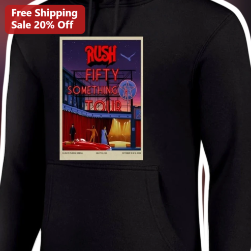Rush Fifty Something Tour Hoodie Vintage Concert Poster Classic Rock Merch Gift for Fans