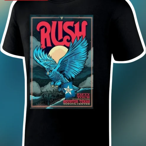 Rush Fifty Something Tour Houston Texas Tee Classic Rock Band Merch Vintage Concert Poster Shirt
