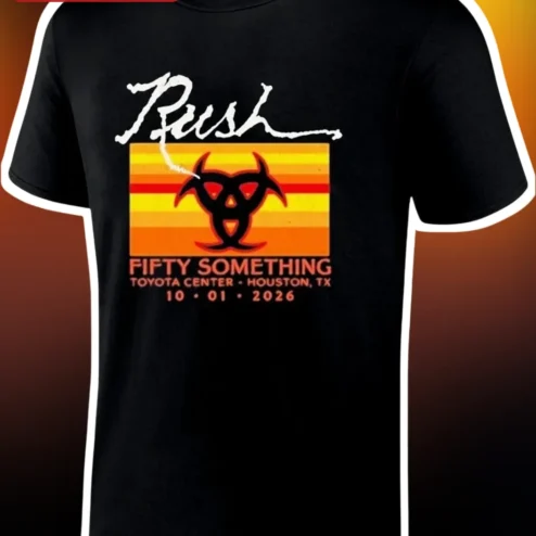 Rush Fifty Something Tour Houston Toyota Center Vintage Sunset Graphic Tee