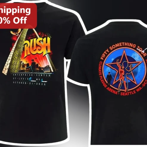 Rush Fifty Something Tour Tee Classic Rock Concert Merch Vintage Graphic Shirt