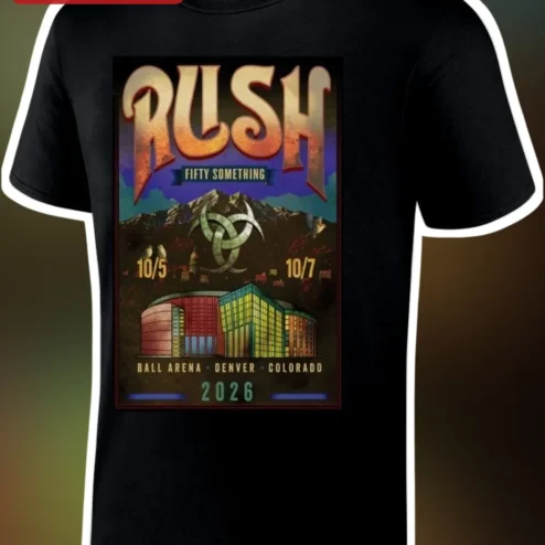 Rush Fifty Something Tour Vintage Concert Poster Graphic Tee for Classic Rock Fans