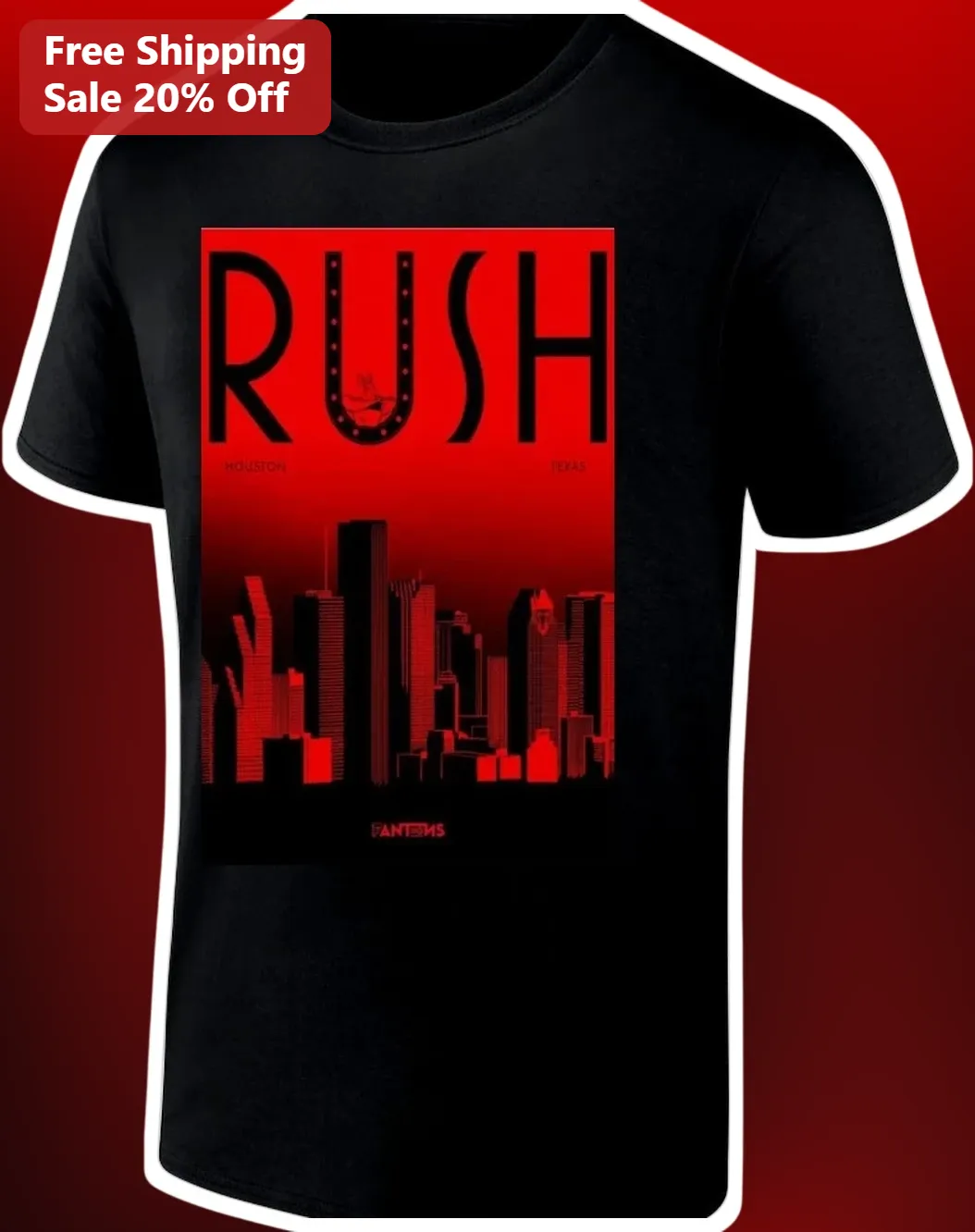Rush Houston Texas Tee Fifty Something Tour Concert Merch Fan Gift