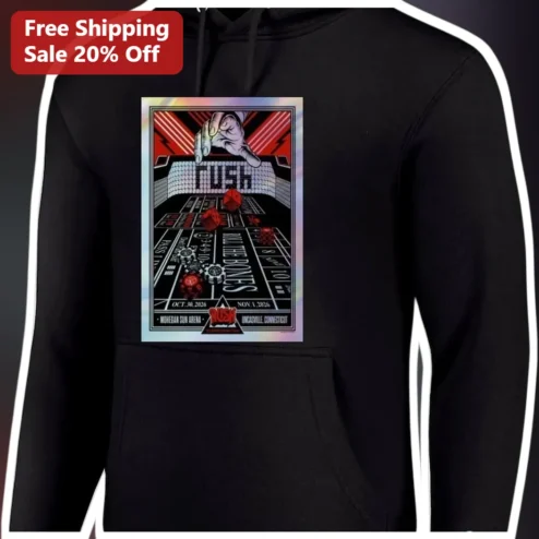 Rush R30 Tour Hoodie Roll The Bones Holographic Classic Rock Merch