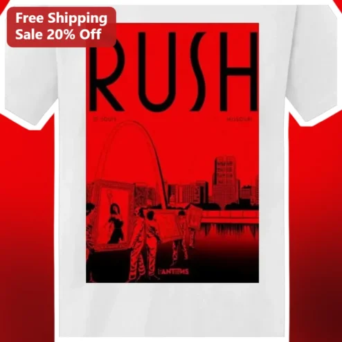 Rush St. Louis Missouri Tee Gateway Arch Skyline Graphic Shirt for Fans