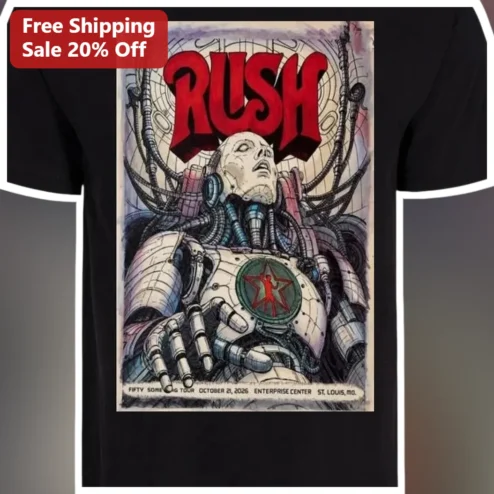Rush Vintage Cyborg Concert Poster Graphic Tee