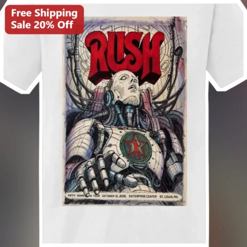 Rush Vintage Concert Poster Graphic Tee Classic Rock Band Merch