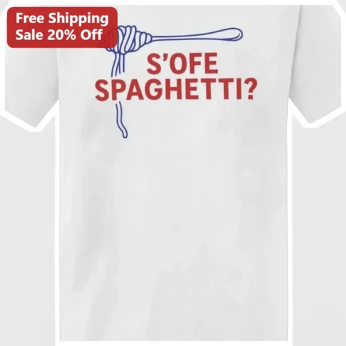 S'OFESpaghetti? Funny Italian Pasta Pun Graphic Tee for Foodies available at our Chicago, Illinois warehouse