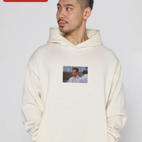 Customer in Chicago, Illinois wearing Sacha Baron Cohen Hoodie Borat Ali G Comedy Fan Merch Black Pullover