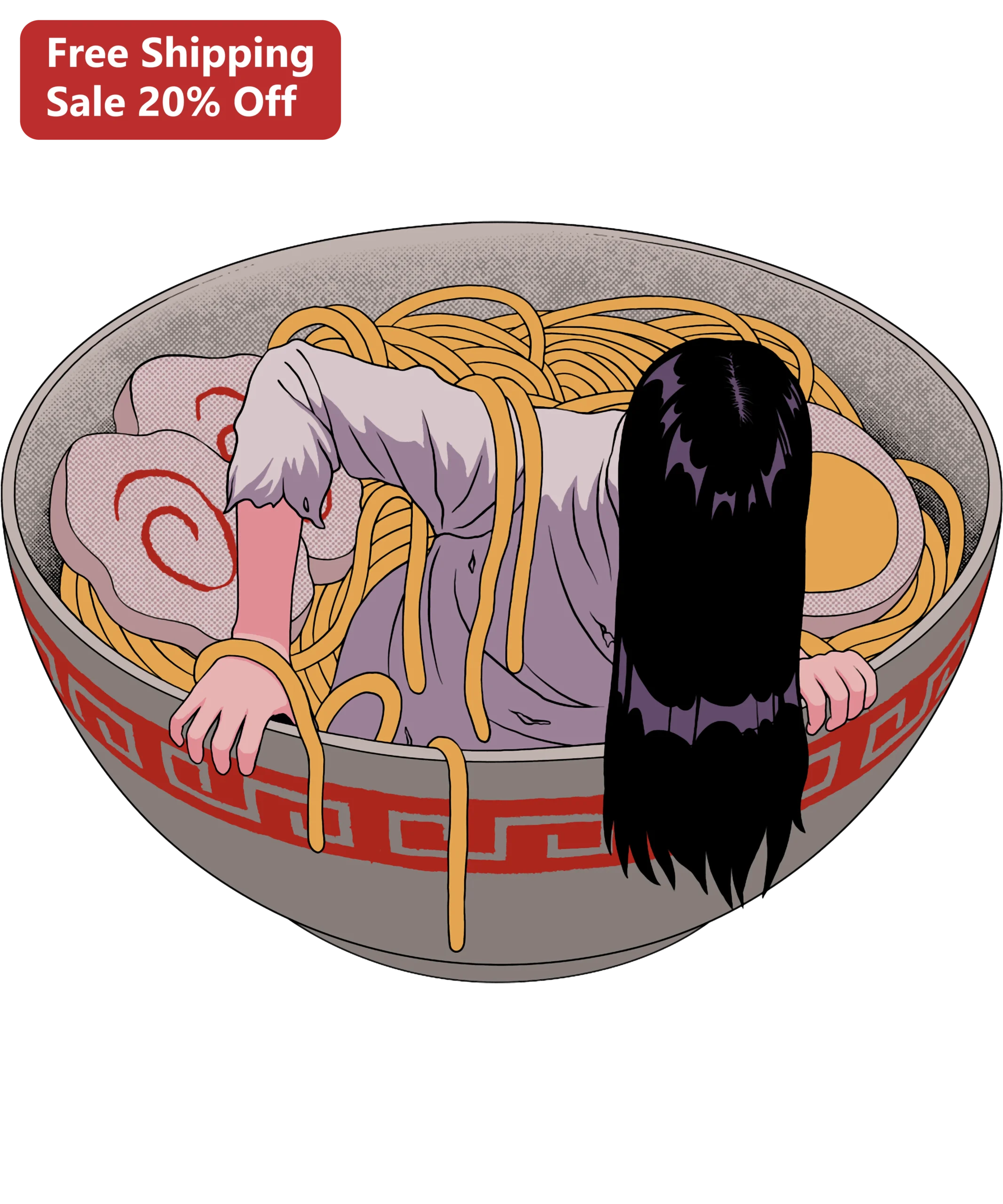 Sadako Yamamura The Ring Horror Parody Ramen Tee