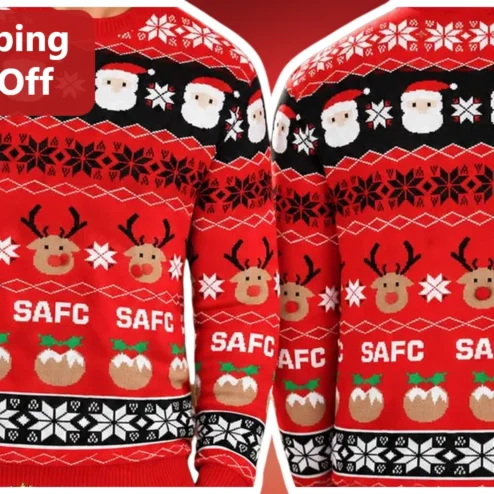 SAFC Ugly Christmas Sweater Pixel Art Football Fan Gift