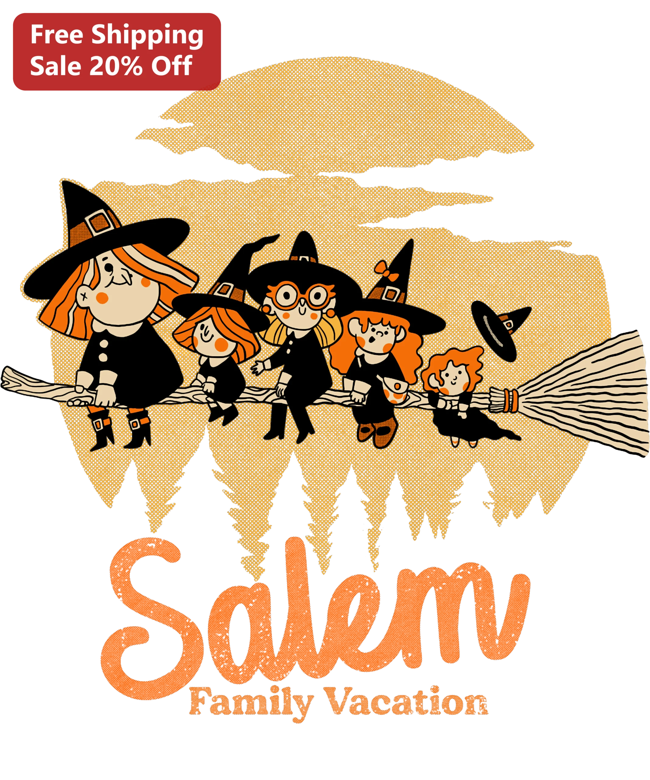 Salem Family Vacation Digital Design Retro Witch Halloween Trip Planner Printable