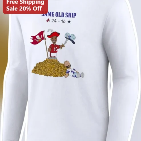 Same Old Ship Long Sleeve Tee NFL Football Pirate Cartoon Graphic Shirt