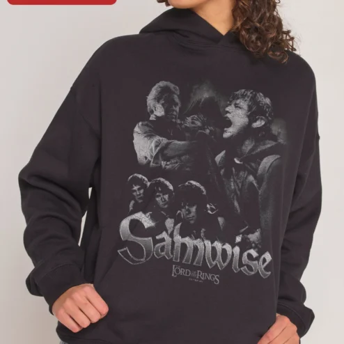 Samwise Gamgee The Lord of the Rings Hoodie Distressed Movie Graphic Pullover for Fantasy Fans