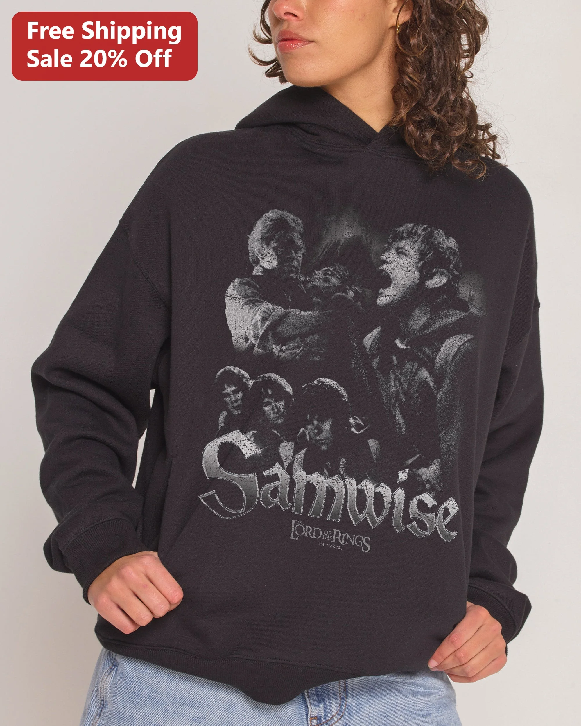 Samwise Gamgee The Lord of the Rings Hoodie Distressed Movie Graphic Pullover for Fantasy Fans