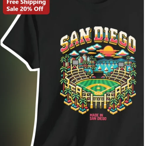 San Diego Made In San Diego Retro Pixel Art Skyline Tee