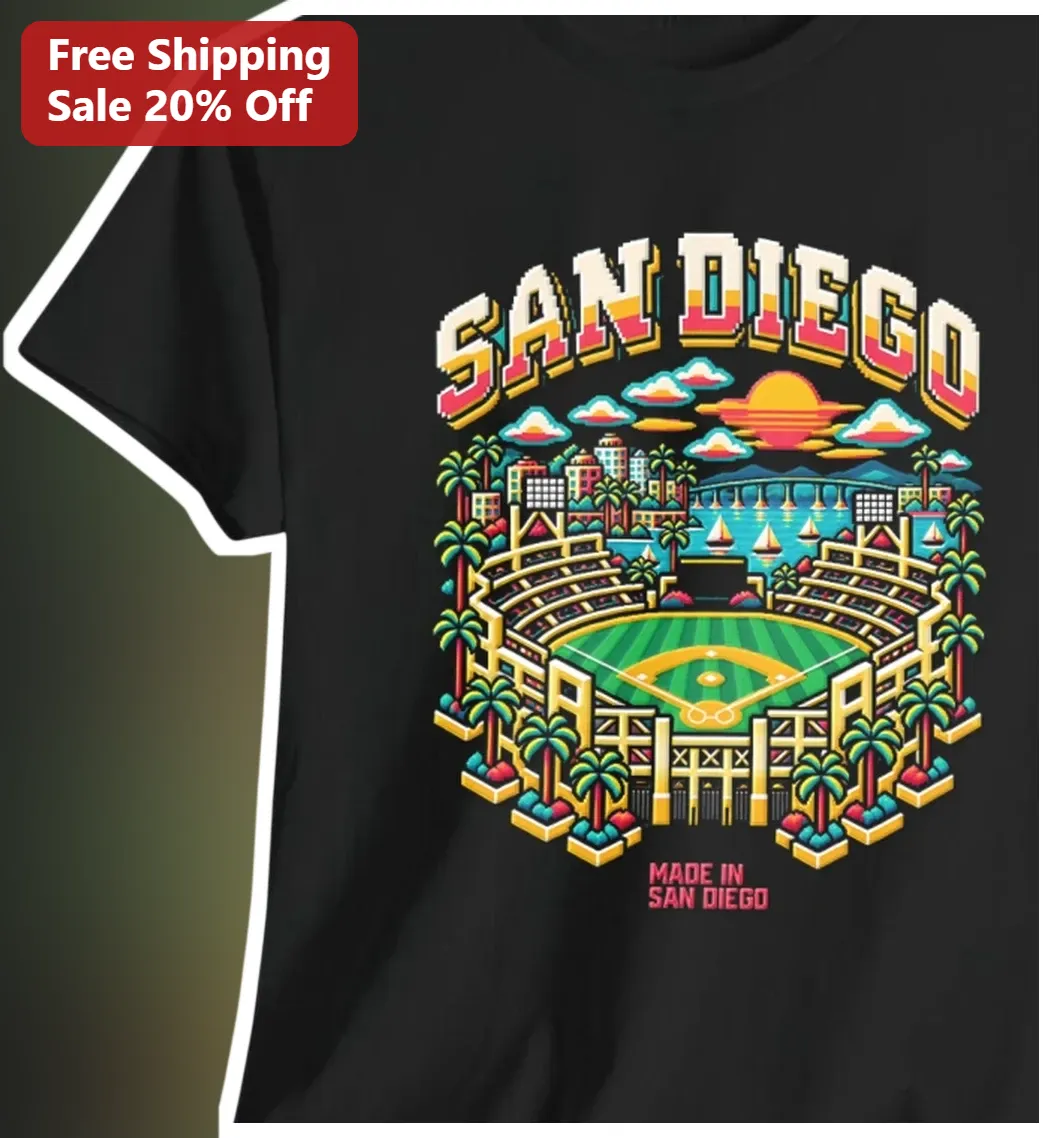San Diego Made In San Diego Retro Pixel Art Skyline Tee