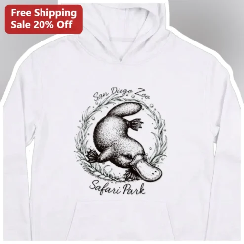 San Diego Zoo Safari Park Hoodie Vintage Platypus Design Escondido CA Souvenir Gift available at our Chicago, Illinois warehouse