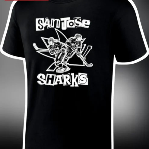 San Jose Sharks Vintage Hockey Tee Men's NHL Fan Gear Black Graphic T-Shirt
